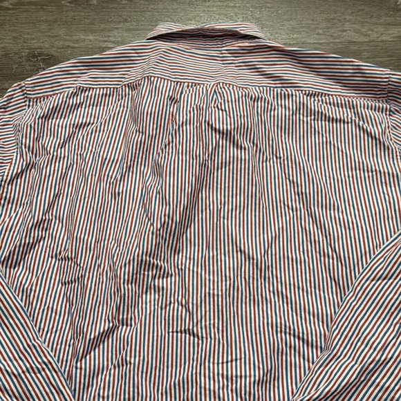 J Crew Shirt Mens Large Blue Red Stripe Cotton Classic Long Sleeve Preppy Casual - Picture 5 of 8